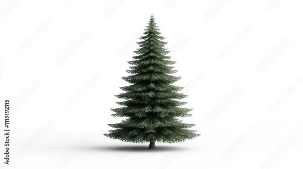 A realistic evergreen tree on a white background.