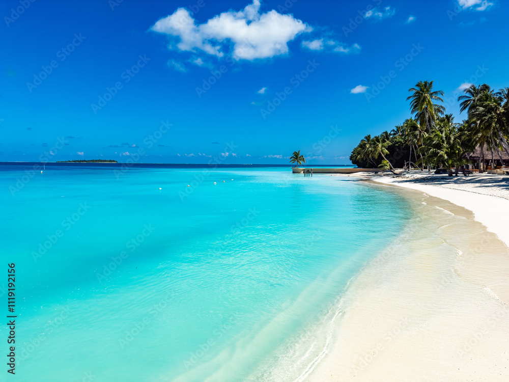 Fototapeta premium Beach resort in the Maldives, Asia