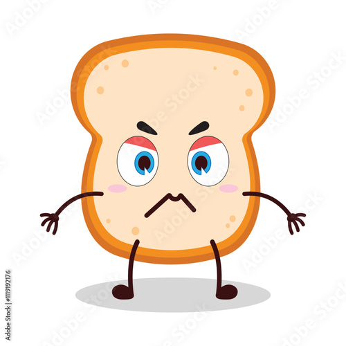 cute irritated expression of bread cartoon character