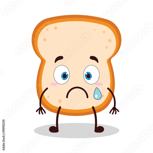 cute nervous expression of bread cartoon character