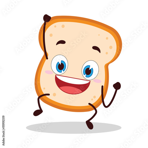 cute hurray victory expression of bread cartoon character