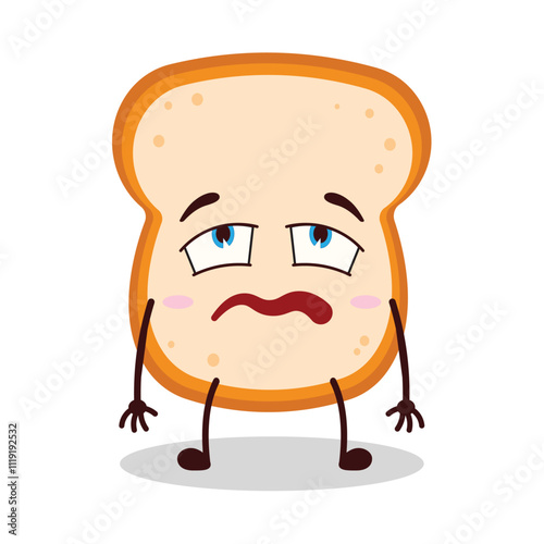 cute bored expression of bread cartoon character