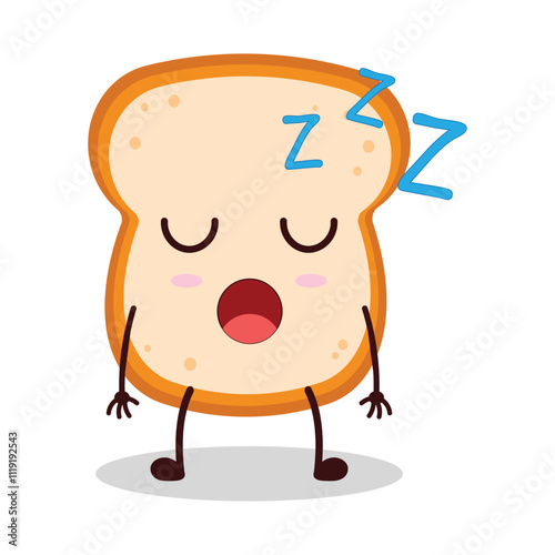 cute rest expression of bread cartoon character