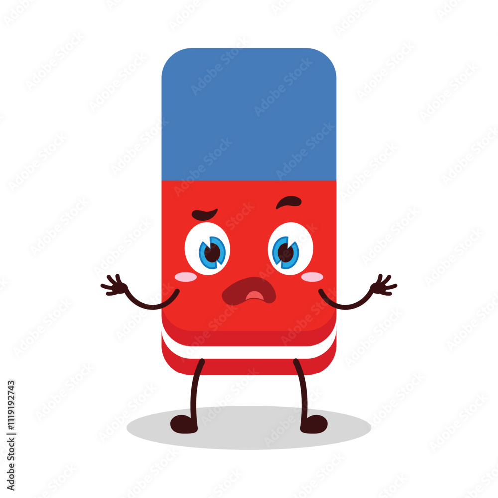 Fototapeta premium cute don't know expression of eraser cartoon character