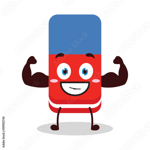 cute masculine healthy athlete expression of eraser cartoon character