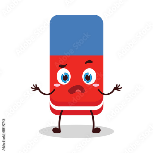 cute don't know expression of eraser cartoon character