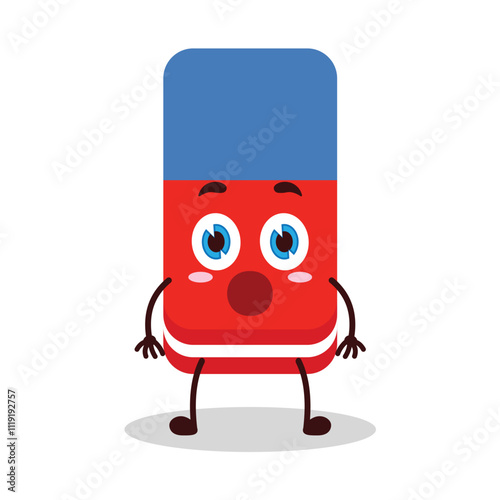 cute shocked expression of eraser cartoon character