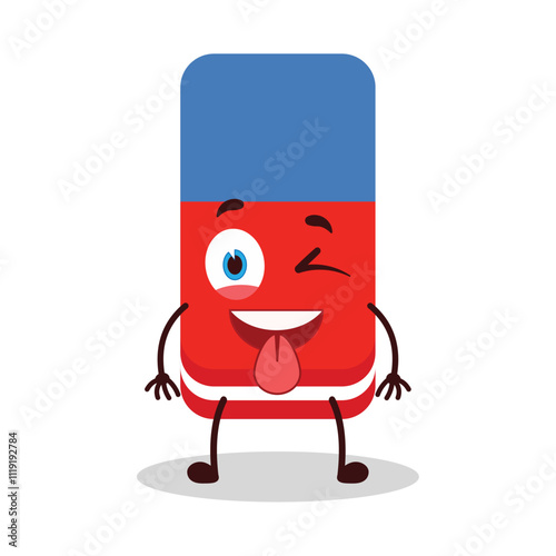 cute teased expression of eraser cartoon character