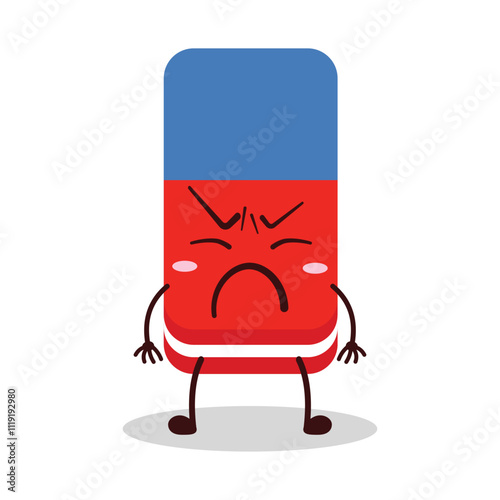cute annoyed expression of eraser cartoon character