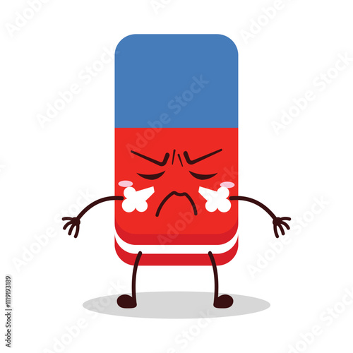 cute mad expression of eraser cartoon character