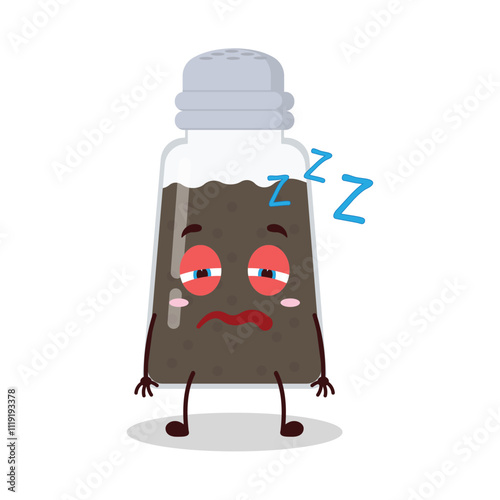 cute sleepy expression of black pepper cartoon character