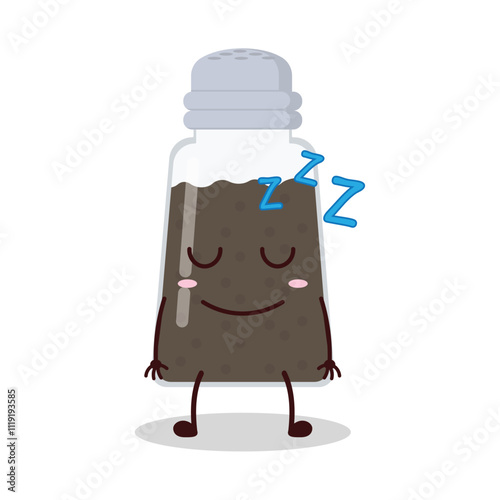 cute sleep expression of black pepper cartoon character
