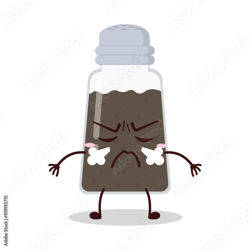 cute mad expression of black pepper cartoon character
