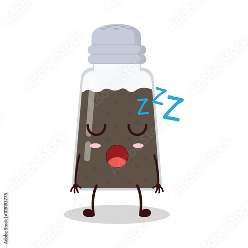 cute rest expression of black pepper cartoon character