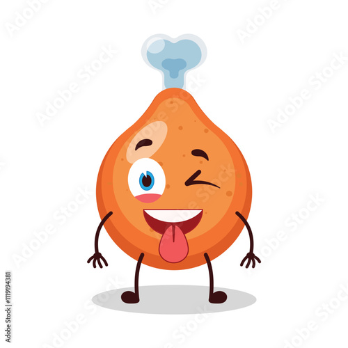 cute teased expression of chicken drumstick cartoon character