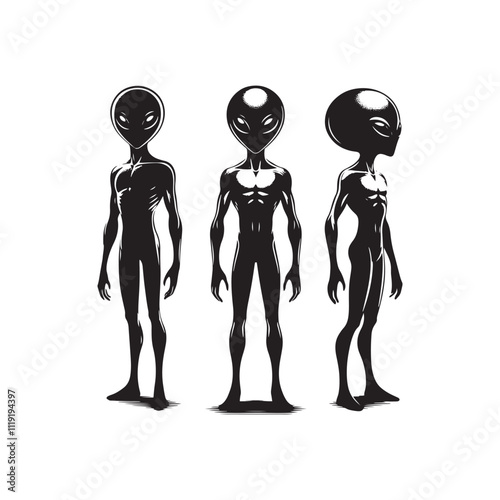 Martian alien Silhouette - Illustration of Martian aliens - Minimalist alien Vector.