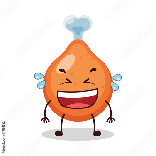 cute laugh out loud expression of chicken drumstick cartoon character