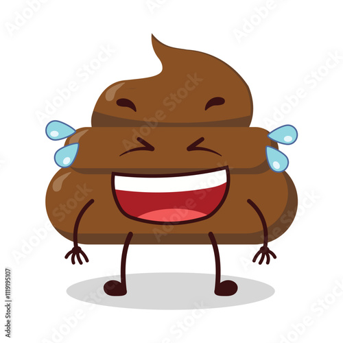 cute laugh out loud expression of chicken poop cartoon character