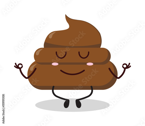 cute yoga expression of chicken poop cartoon character