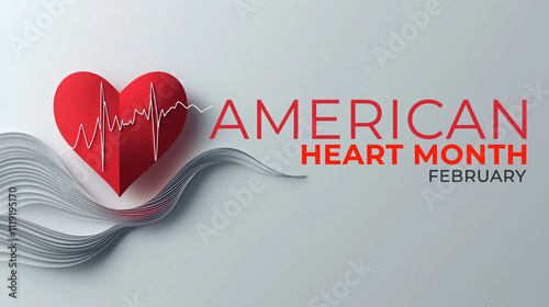 American heart month, heart echo concept, background.