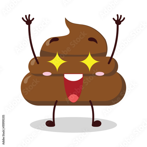cute excited expression of chicken poop cartoon character