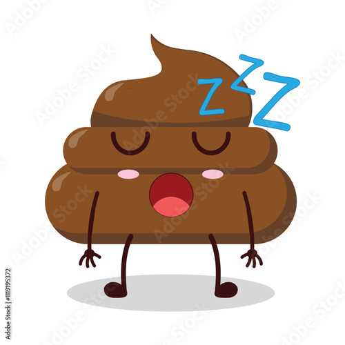 cute rest expression of chicken poop cartoon character