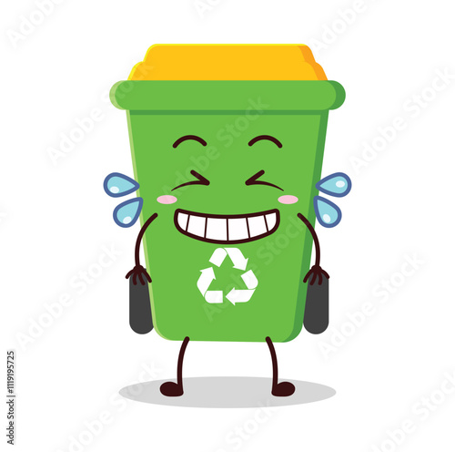 cute pleased expression of trash bin cartoon character