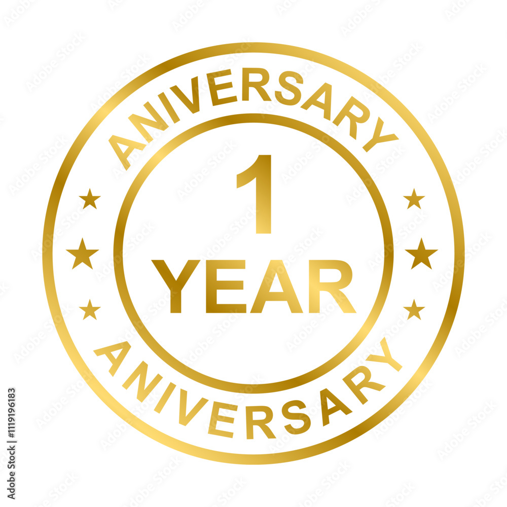 1 year anniversary gold icon vector for graphic design, logo, website, social media, mobile app, UI illustration 1 year anniversary gold icon vector for graphic design, logo, website, social media, mobile app, UI illustration