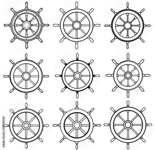 Ship wheel illustration vector