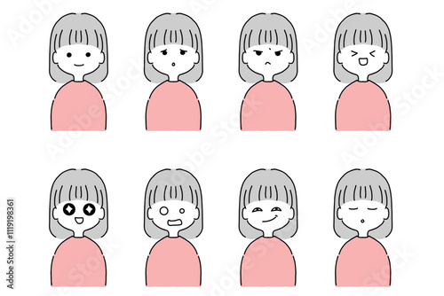 女の子の表情セット