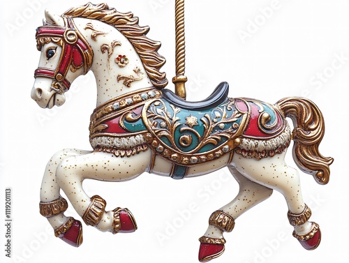 Illustration of a horse from a carousel ride on a white background.
