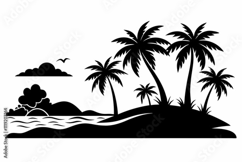 Beach Silhouette Vector Art Design