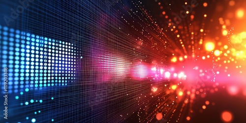 Wallpaper Mural A high-tech abstract background with glowing elements and a 3D grid pattern. Torontodigital.ca