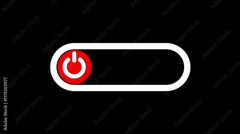 Animated on off slider power button transitioning from Red turn to ...