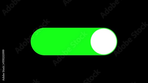 ON OFF toggles switch buttons, Isolated On Off switcher icons animation, Button Red turn to green in black background 