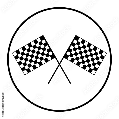 crossed checkered flags racing flags icon in a circle ai vector file associated on white background 