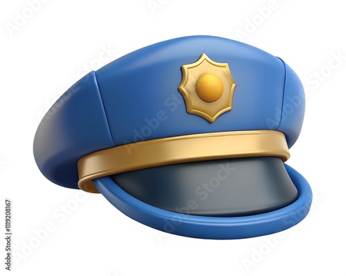 Police hat 3D render icon isolated on white background