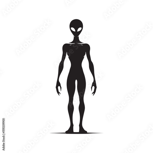 Classic Grey Alien - Minimalist Silhouette of Alien - Vector of Alien - Alien Illustration.