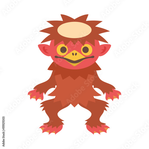 赤い河童。フラットなベクターイラスト。
Red kappa (water imp). Flat vector illustration.