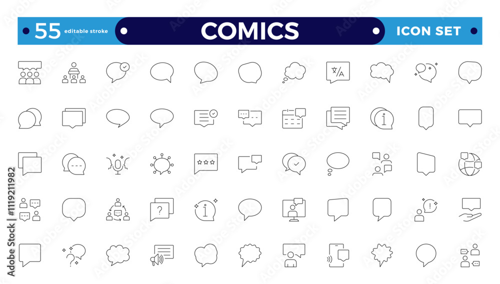 Comics outline icon set. Speech bubble line icon big set. Talk, people, man, user, dialog, chat, cloud etc. Talking, speaking, chatting, screaming, laughing, dreaming bubbles. Editable stroke outline Comics outline icon set. Speech bubble line icon big set. Talk, people, man, user, dialog, chat, cloud etc. Talking, speaking, chatting, screaming, laughing, dreaming bubbles. Editable stroke outline