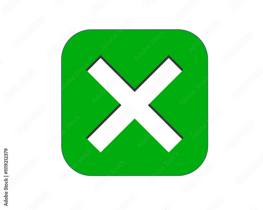 Green rounded square cross wrong mark button flat icon Green rounded square cross wrong mark button flat icon