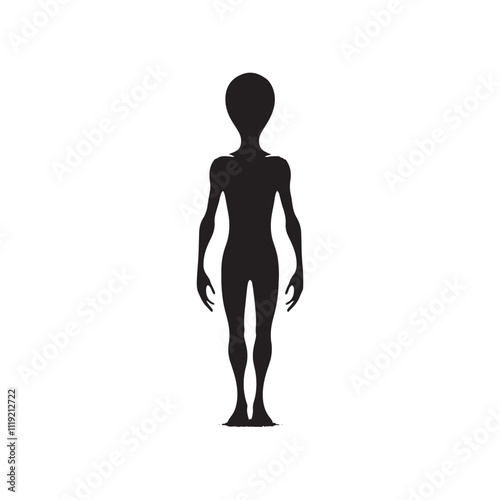 Alien Silhouette - Minimalist Vector of Alien - Illustration OF Alien.