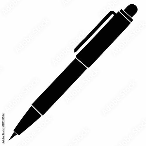 Black Silhouette of Stylus Pen Vector Art