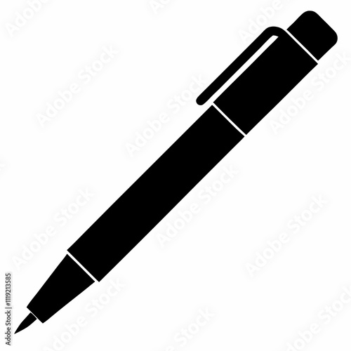 Black Silhouette of Stylus Pen Vector Art