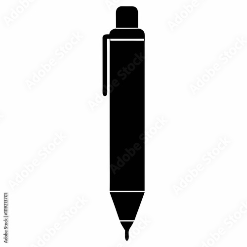 Black Silhouette of Stylus Pen Vector Art