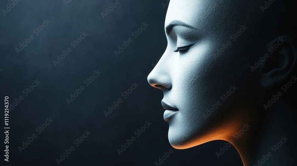 Change mind represented by two faces, one turning away from the other, showing a shift in thinking Change mind represented by two faces, one turning away from the other, showing a shift in thinking