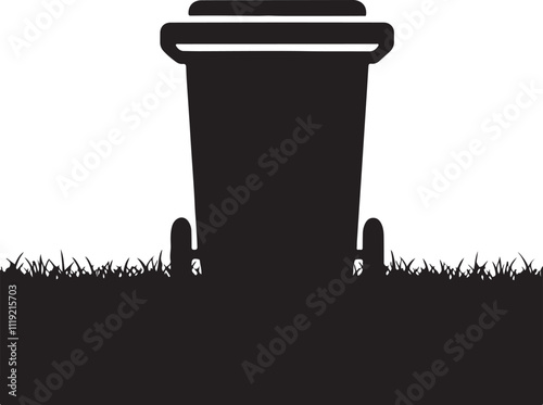 Wheelie bin icon silhouette vector style with white background