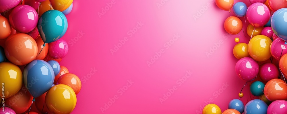 A vibrant collection of colorful balls against a bright pink background, perfect for creative and playful designs. A vibrant collection of colorful balls against a bright pink background, perfect for creative and playful designs.