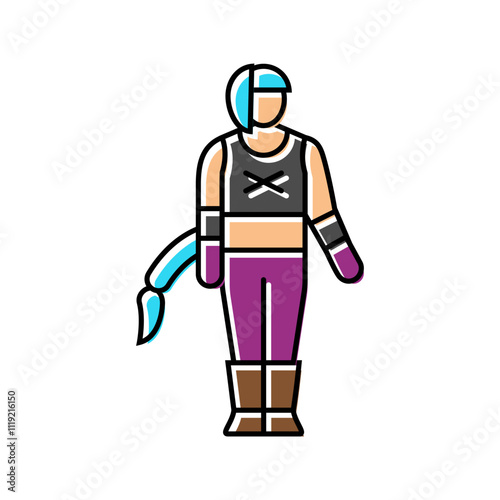 video game cosplay female color icon vector. video game cosplay female sign. isolated symbol illustration