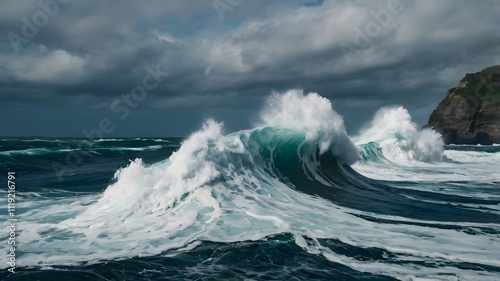 waves crashing on the rocks